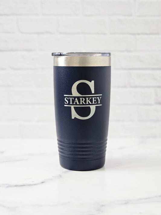 20 oz. Stainless Steel Engraved Monogram Tumbler