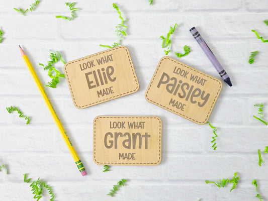 Personalized Laser Engraved Wooden "Look What I Made" Magnet