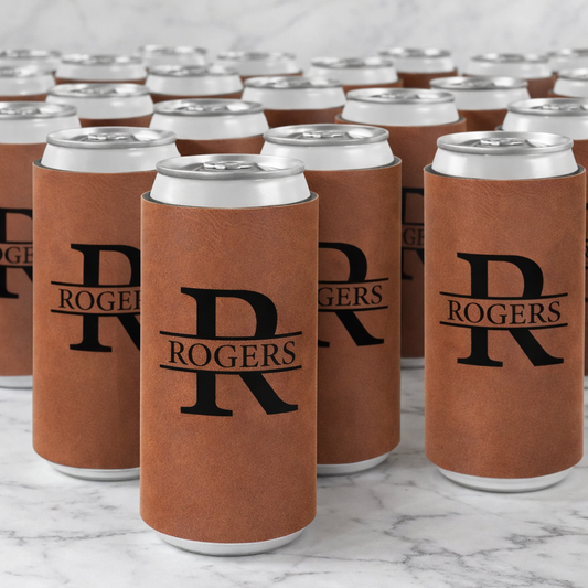 Personalized Slim Leatherette Engraved Koozie