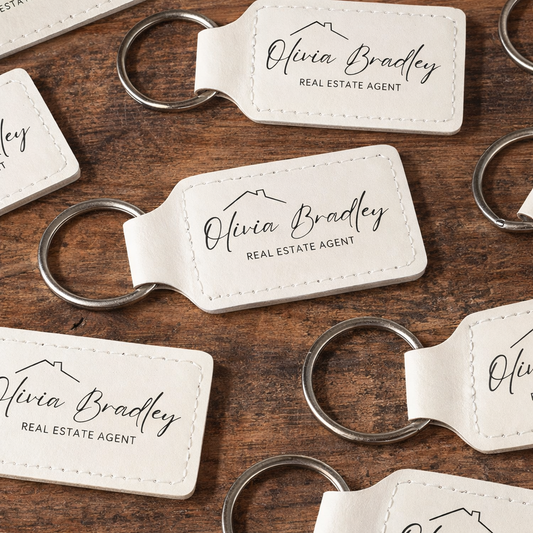 Personalized Rectangle Leatherette Keychain