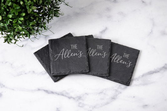Personalized Engraved Square Slate Coasters (Set of 4)